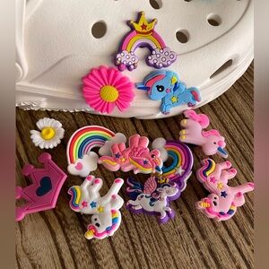 Assorted Shoe charms work with crocs, Skechers and others.